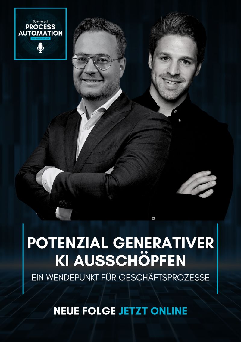 Potential Generativer KI ausschöpfen Zwei Männer präsentieren eine neue Folge über generative KI und deren Potenziale.